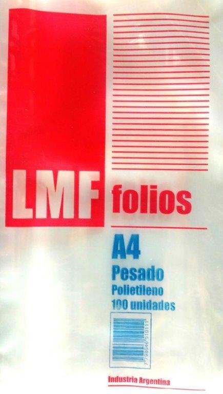 FOLIOS A4 LMF PLASTICO PESADO X 100 UN