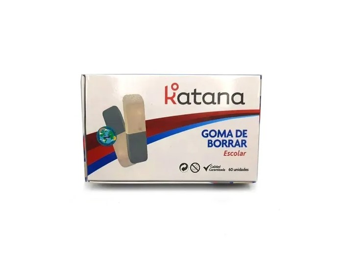 GOMA DE BORRAR KATANA LAPIZ/TINTA X 60 UN GRIS Y BLANCA -514103
