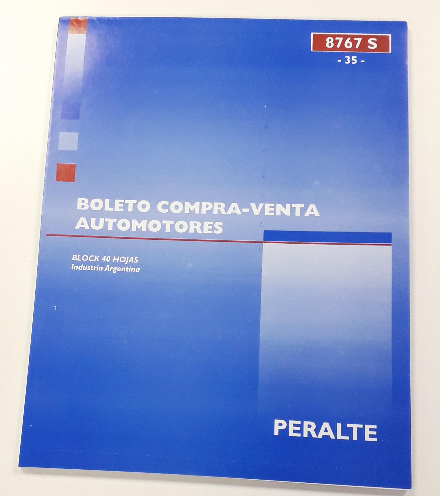 TALONARIO PERALTE BOLETO COMPRA VENTA AUTOMOTOR CTDO.CARTA 8767S(35)