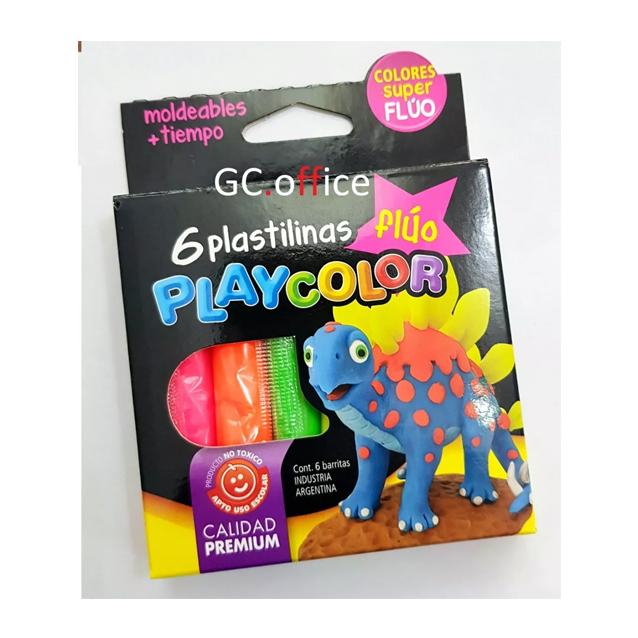 PLASTILINA PLAYCOLOR EN BARRITAS SURT.X 6 FLUO-