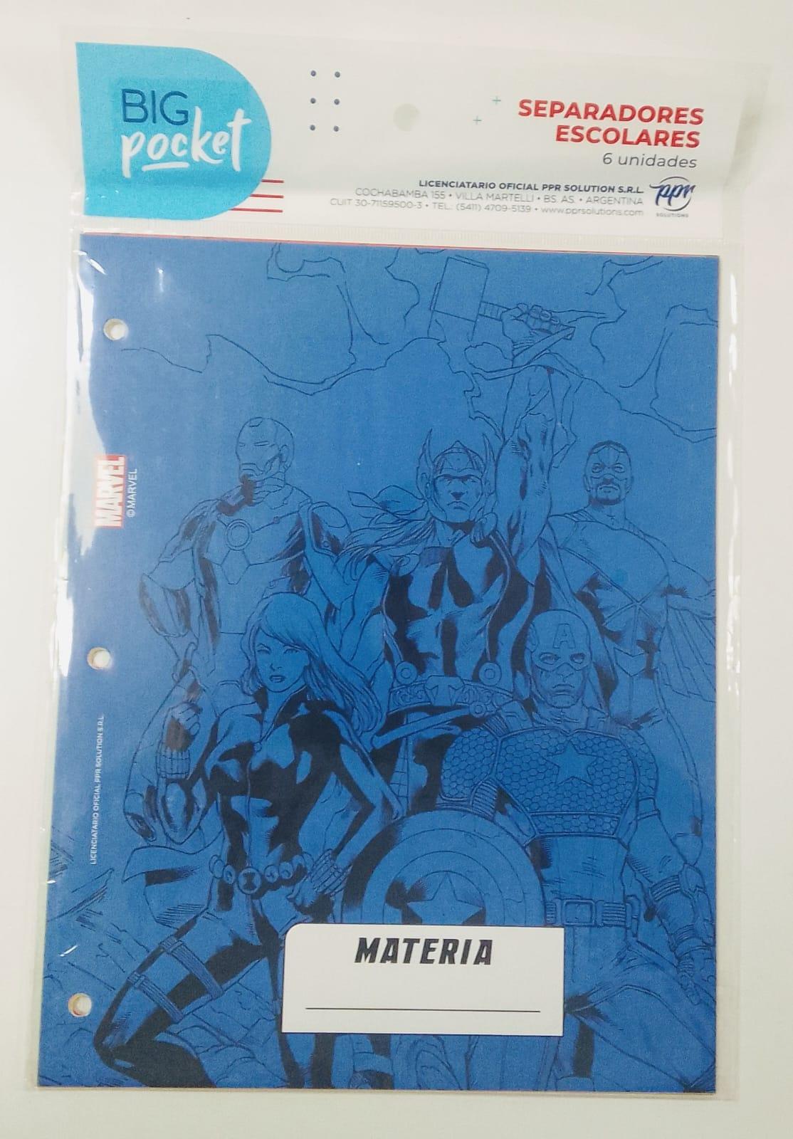 SEPARADOR ESCOLAR N° 3 X 6 AVENGERS HISTORIETA L5SN3AVH