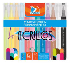 MARCADORES EZCO ACRILICOS PERMANENTES  X 12 COL. -403400-12