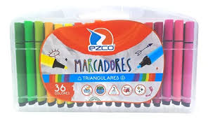 MARCADORES EZCO TRIANGULARES X 36 COL. VALIJA -403700-36