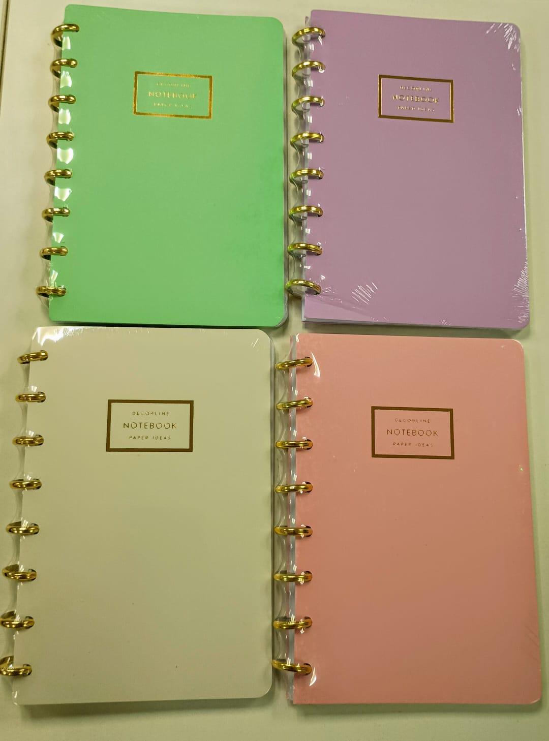 CUADERNO 14 X 21 INTELIGENTE AROS PLATA/ORO 80 HS DECORLINE-1659/60/1/2/3/9