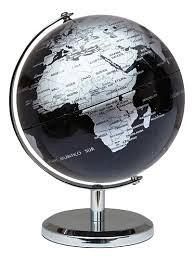 GLOBO TERRAQUEO 14 CM B/CROMADA NEGRO/PLATA-140M