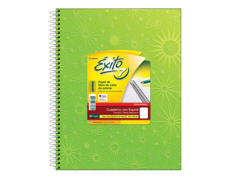 CUADERNO 21 X 27 EXITO COLEGIAL ARAÑA VERDE MANZANA 60 HS RAYADO C/ESP