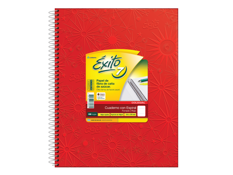 CUADERNO 21 X 27 EXITO COLEGIAL ARAÑA ROJO 100 HS RAYADO C/ESP-101985