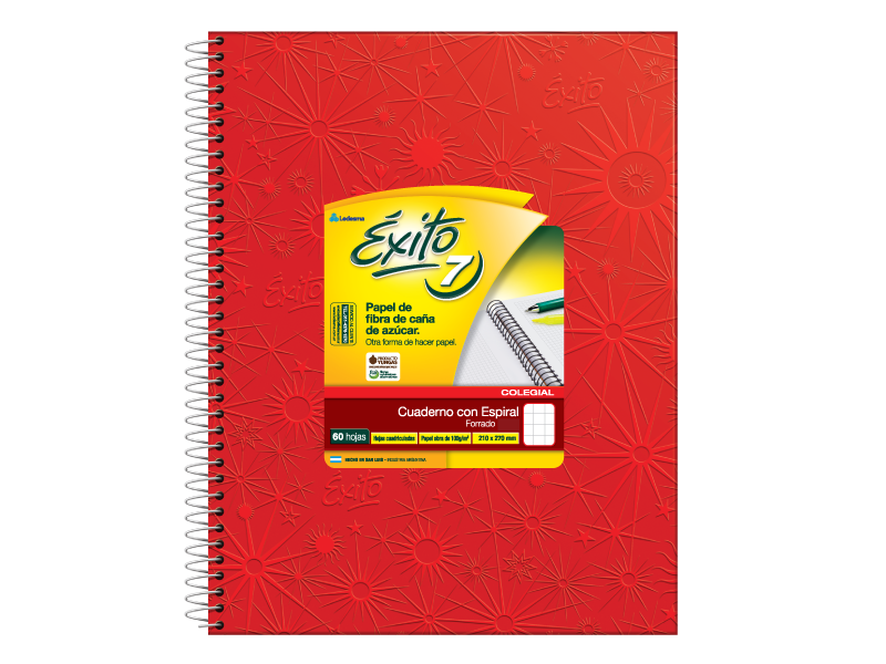 CUADERNO 21 X 27 EXITO COLEGIAL ARAÑA ROJO 60 HS CUADRICULADO C/ESP-101983