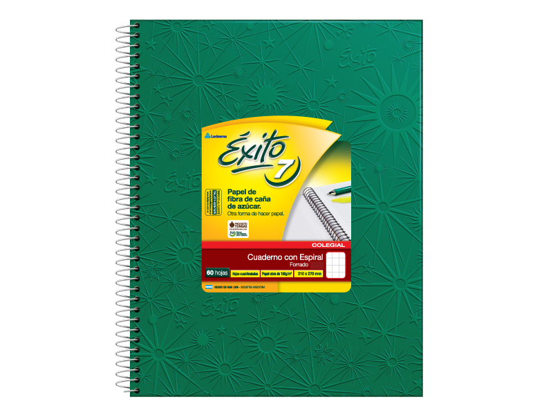 CUADERNO 21 X 27 EXITO COLEGIAL ARAÑA VERDE 60 HS CUADRICULADO C/ESP-101959