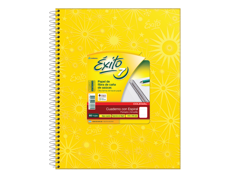 CUADERNO 21 X 27 EXITO COLEGIAL ARAÑA AMARILLO 60 HS RAYADO C/ESP-102579