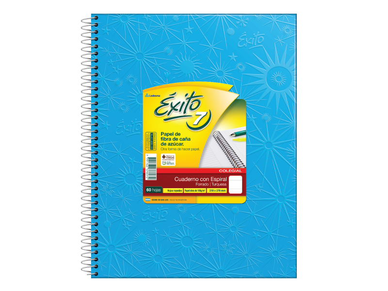 CUADERNO 21 X 27 EXITO COLEGIAL ARAÑA TURQUESA 60 HS RAYADO C/ESP-102590