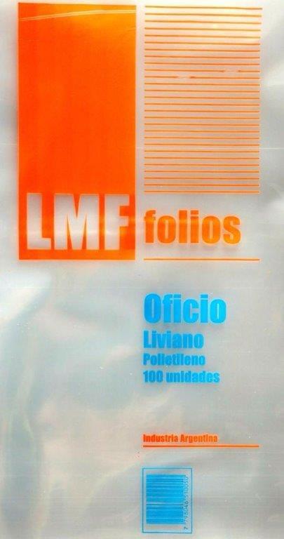 FOLIOS OFICIO LMF PLASTICO LIVIANO X 100 UN 35 MIC