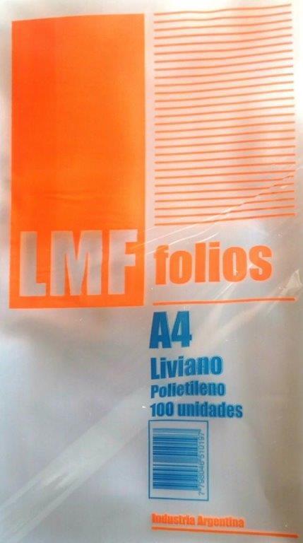FOLIOS A4 LMF PLASTICO LIVIANO X 100 UN
