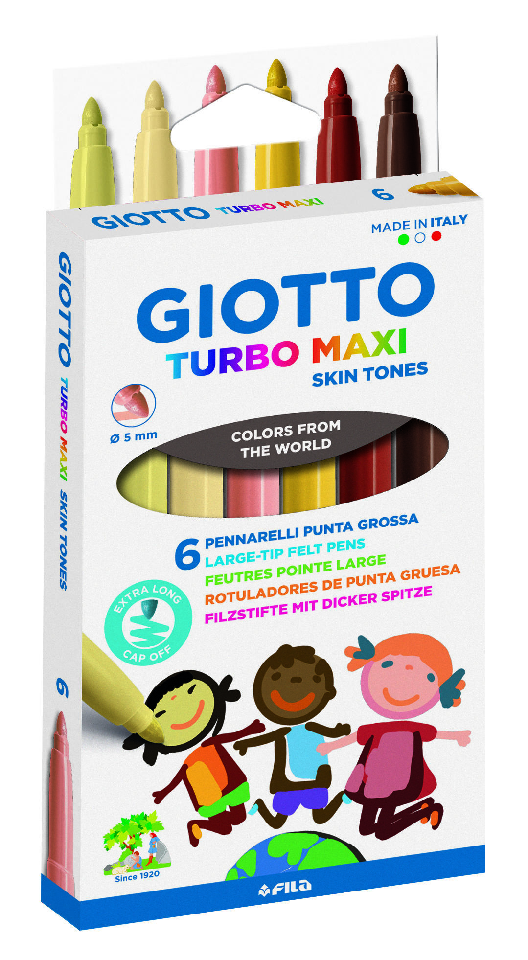 MARCADORES GIOTTO X 6 COL TURBO MAXI SKINTONES FILA (527000)