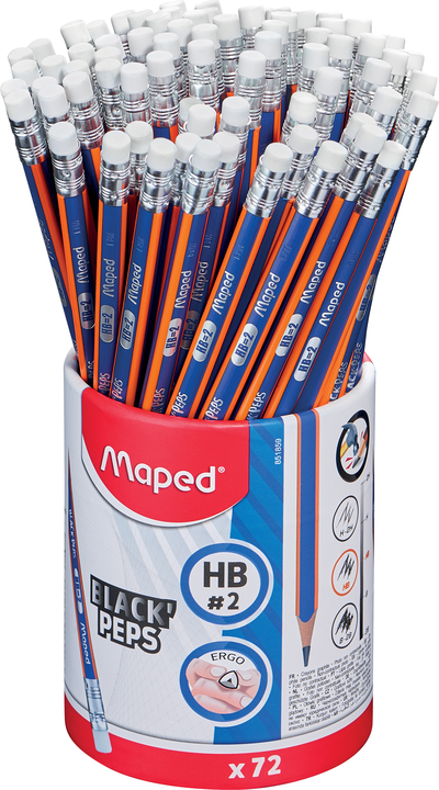 LAPIZ GRAFITO MAPED BLACK PEPS C/GOMA HB X 72 UN 851859