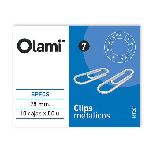 CLIPS METAL Nº7 78 MM CAJA X 50 OLAMI C/U