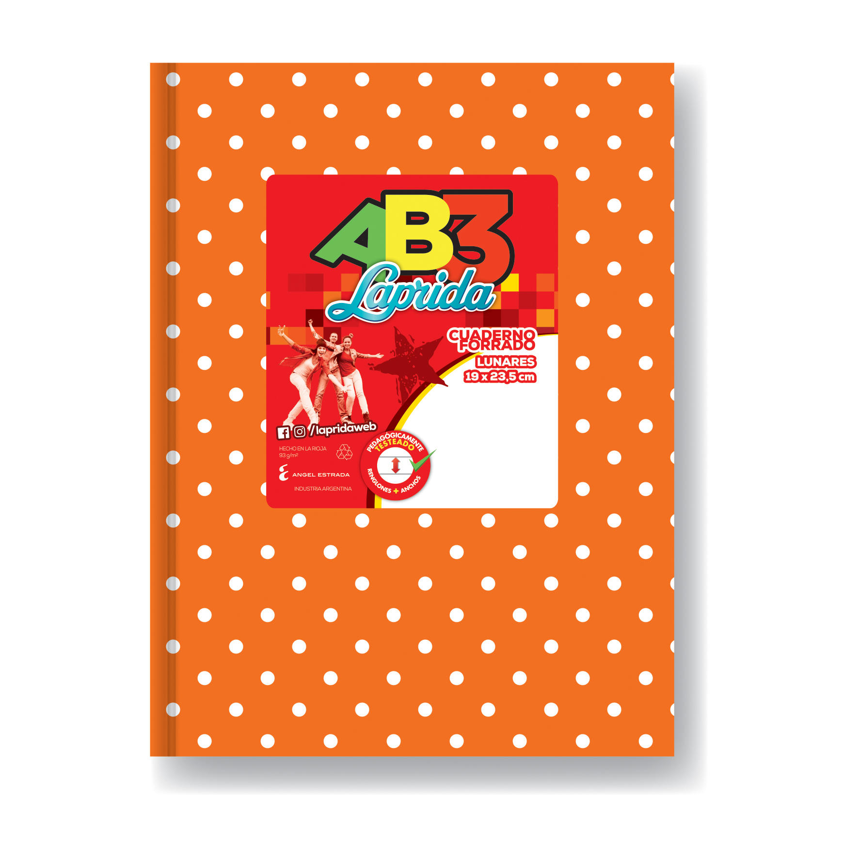 CUADERNO 19 X 23 LAPRIDA AB3 NARANJA LUNARES T/D 50 HS RAY