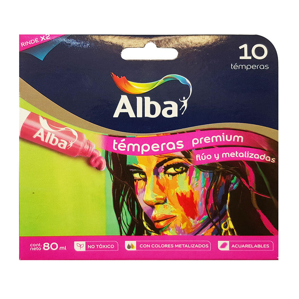 TEMPERA ALBA FLUORESCENTE 8 CC X 10 UN AZUL 097