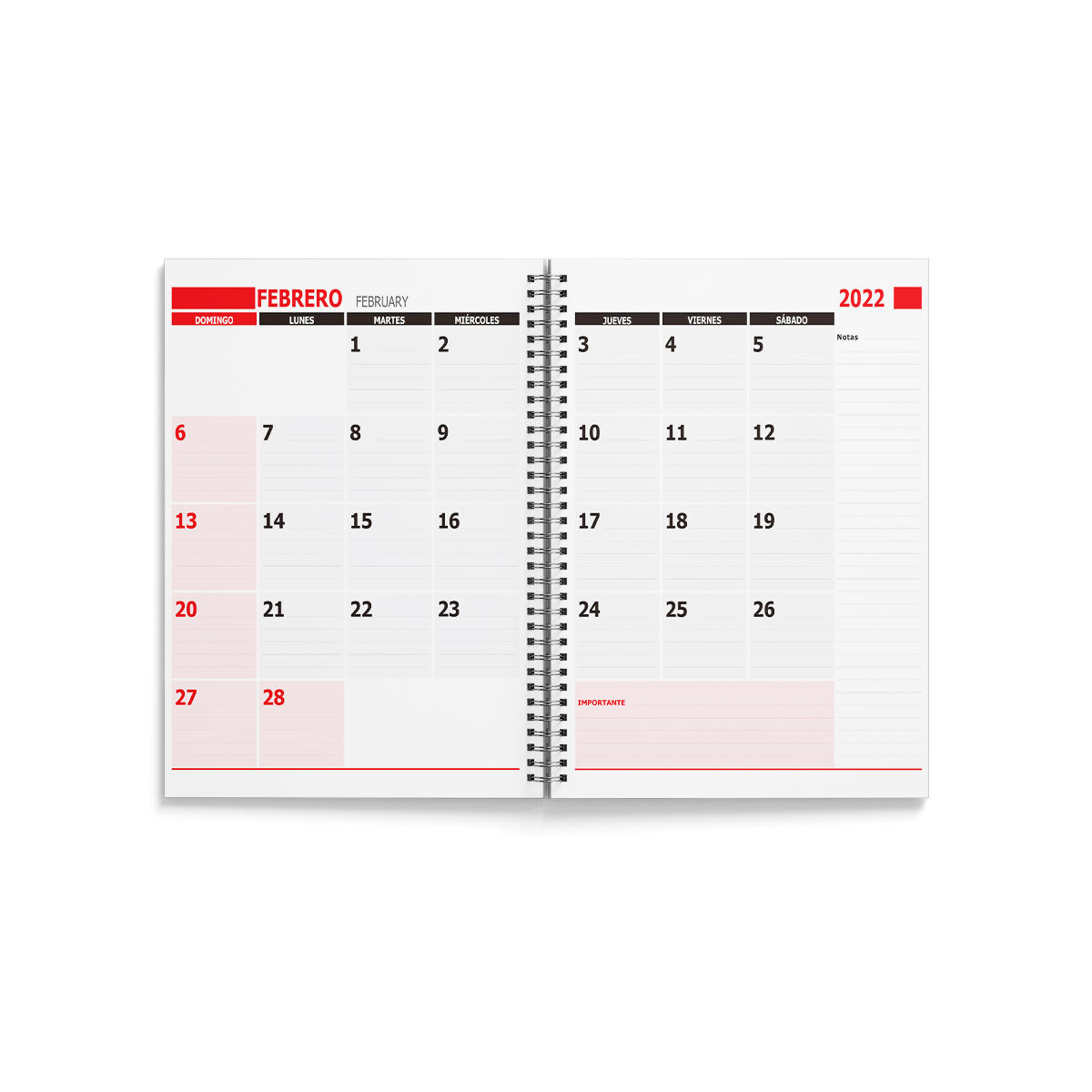 CALENDARIO PLANIFICADOR AGENDA MENSUAL 16 HS C/ESPIRAL A42L