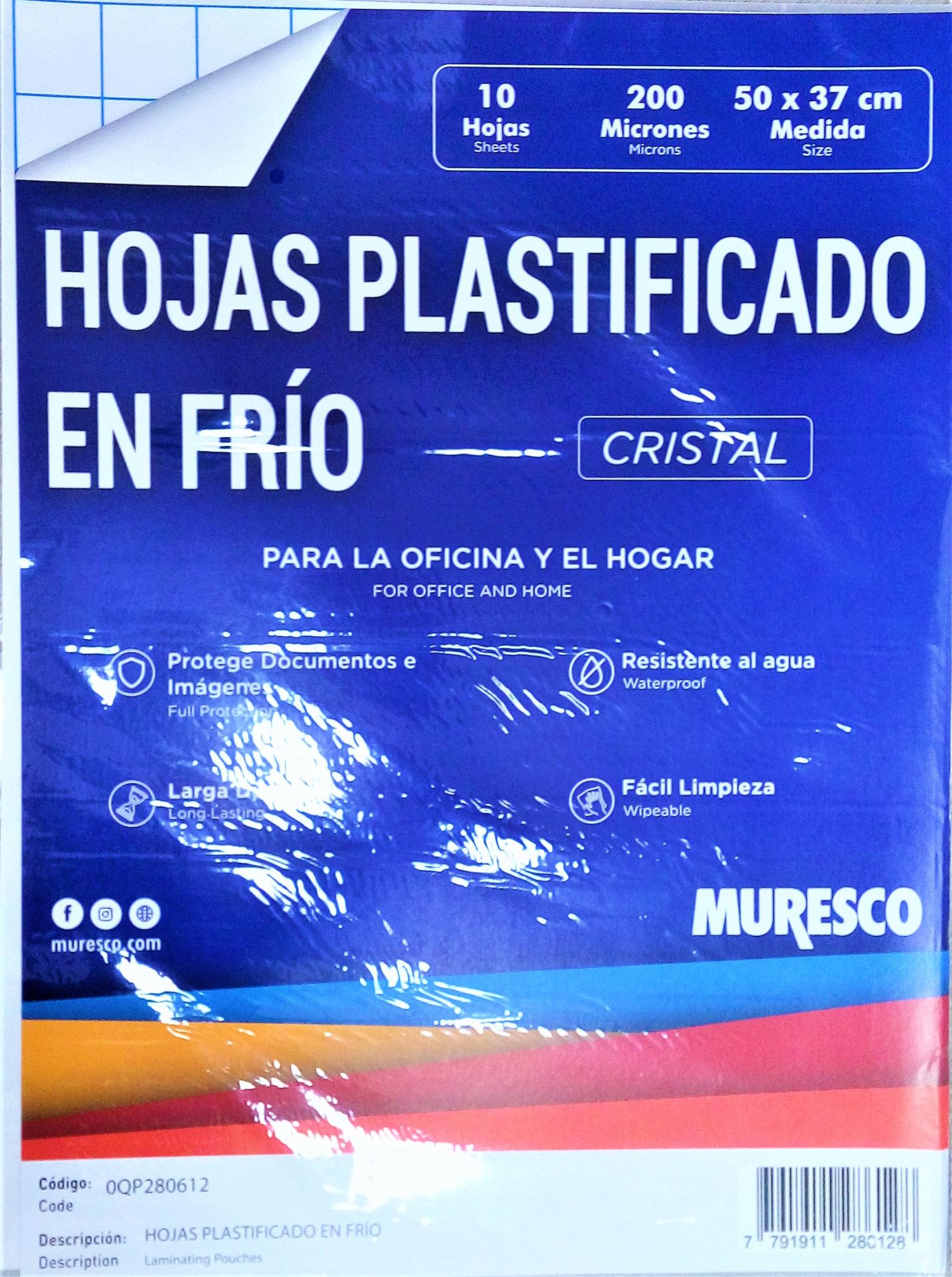 PLANCHA P/PLASTIFICAR 50 X 37 CM X 10 UN 200 MIC- MURESCO
