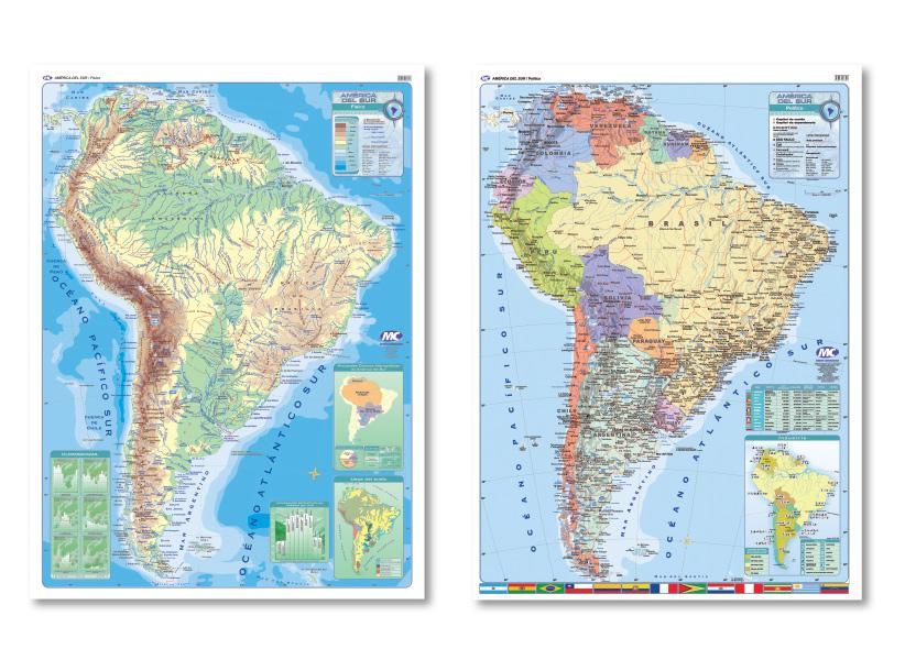 MAPA MURAL LAMINADO AMERICA DEL SUR FIS/POL D/FAZ