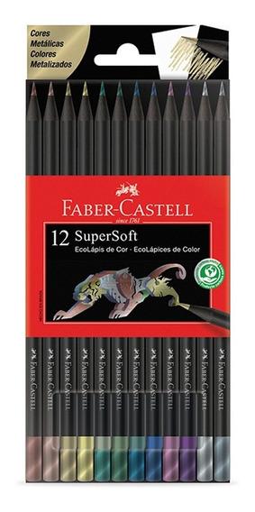 LAPICES DE COLORES FABER CASTELL ECO SUPER SOFT METALICOS X 12 UN-210722