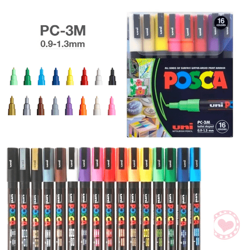 MARCADORES UNI POSCA PC-3M PTA.MEDIA X 16 COL.MUNPC3ME16