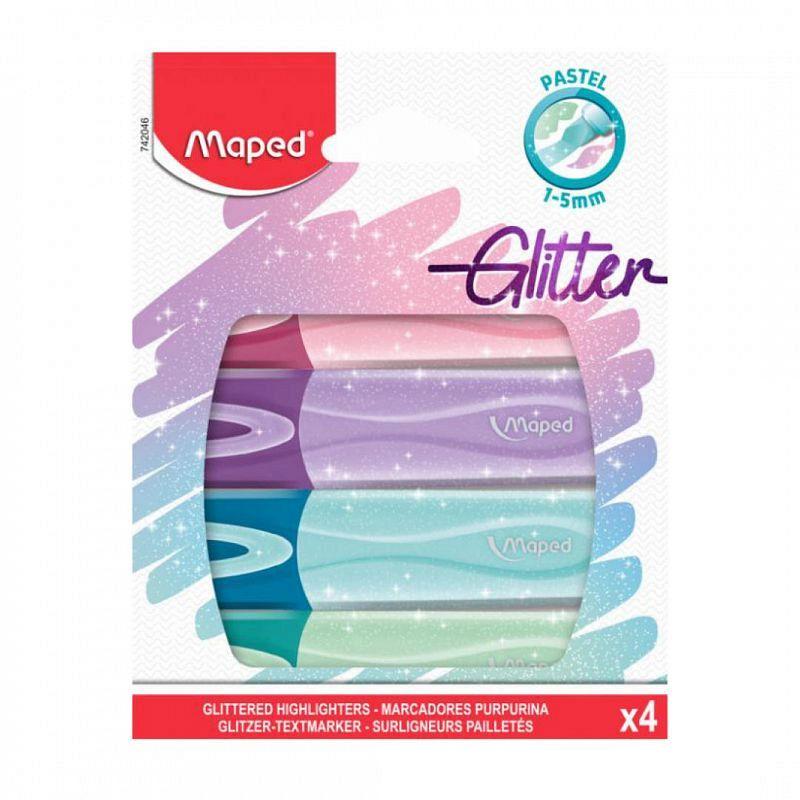 RESALTADOR MAPED PASTEL GLITTER X 4 UN-742046