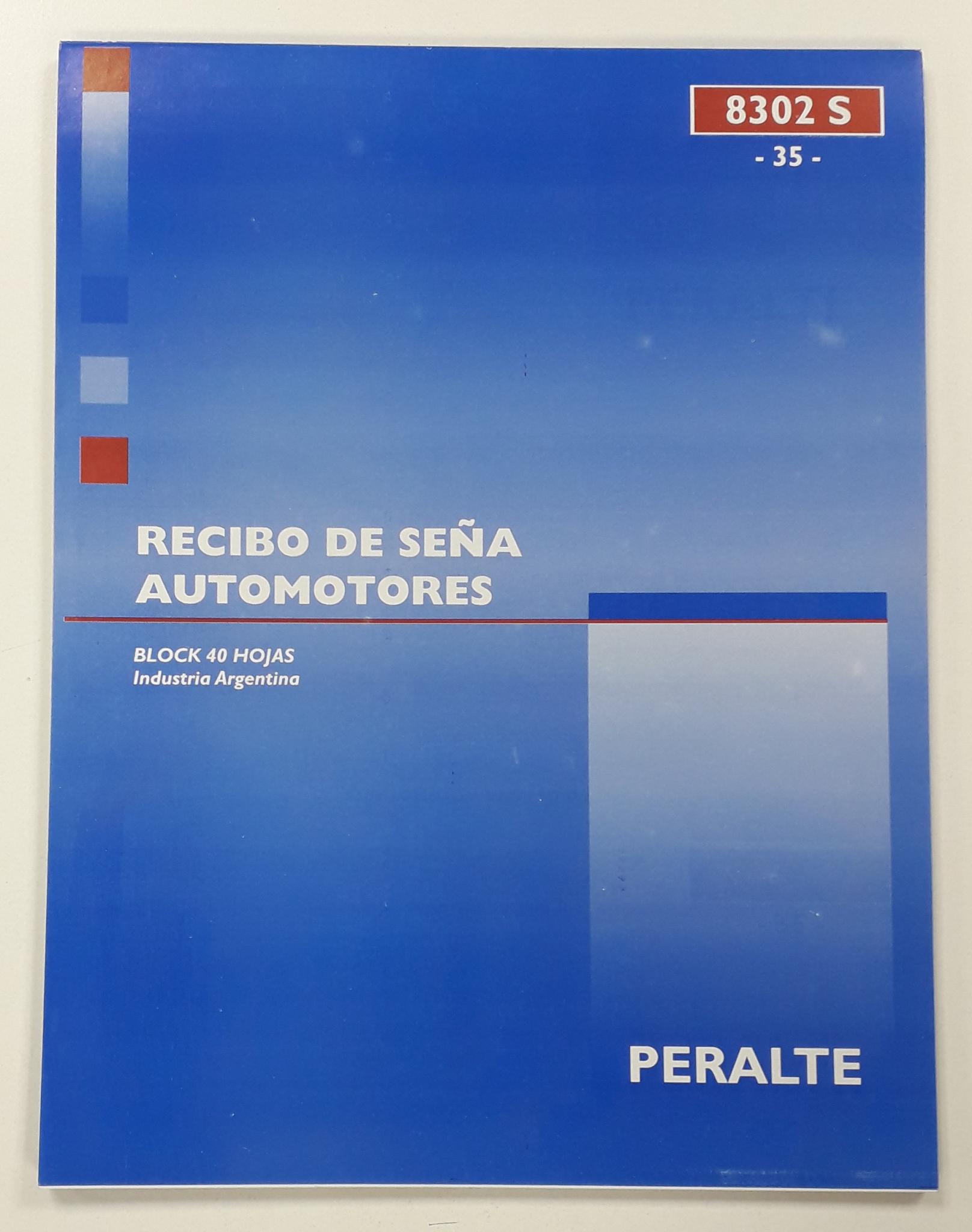 TALONARIO PERALTE RECIBO SEÑA AUTOMOTOR CARTA 8302S(35)