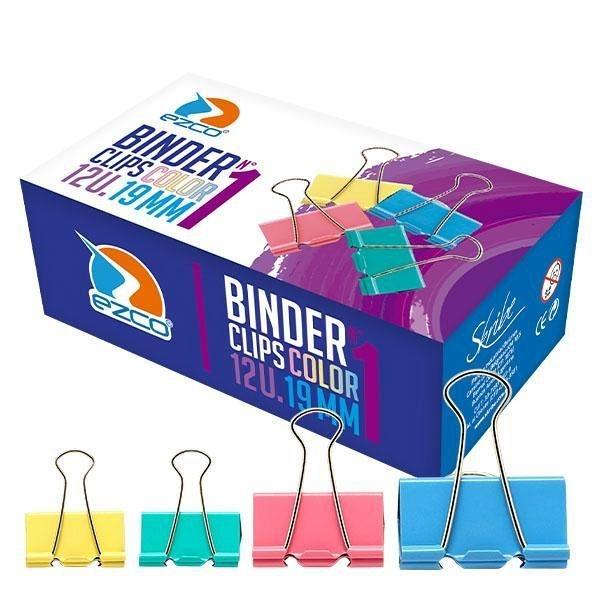 APRIETA PAPEL BINDER 19 MM X 12 UN COLOR EZCO -520401