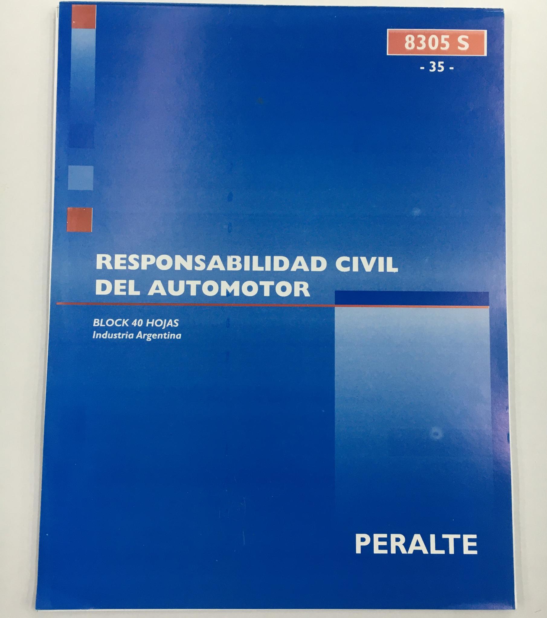 TALONARIO PERALTE RESPONSABILIDAD CIVIL AUTOMOTOR CARTA 8305S(35)