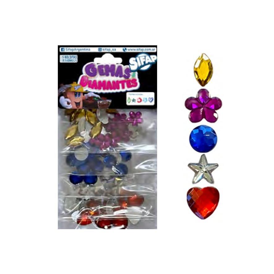 MANUALIDADES BRILLANTINA GEMAS/DIAMANTES X 5 -