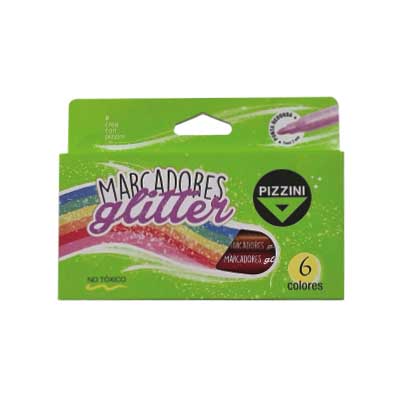 MARCADOR PIZZINI X 6 COL GLITTER ART 1233 X 6