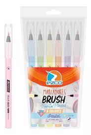 MARCADORES EZCO BRUSH PINCEL X 6 COL. PASTEL