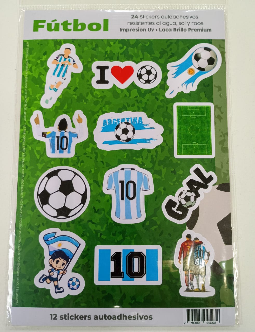 STICKERS CON RELIEVE FUTBOL- 2 PLANCHAS X 12-