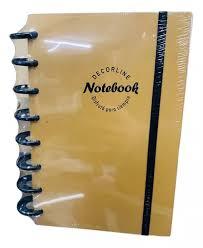 CUADERNO 14 X 21 INTELIGENTE T/PLAST.OCRE C/ELAST. 110 HS DECOR-1637