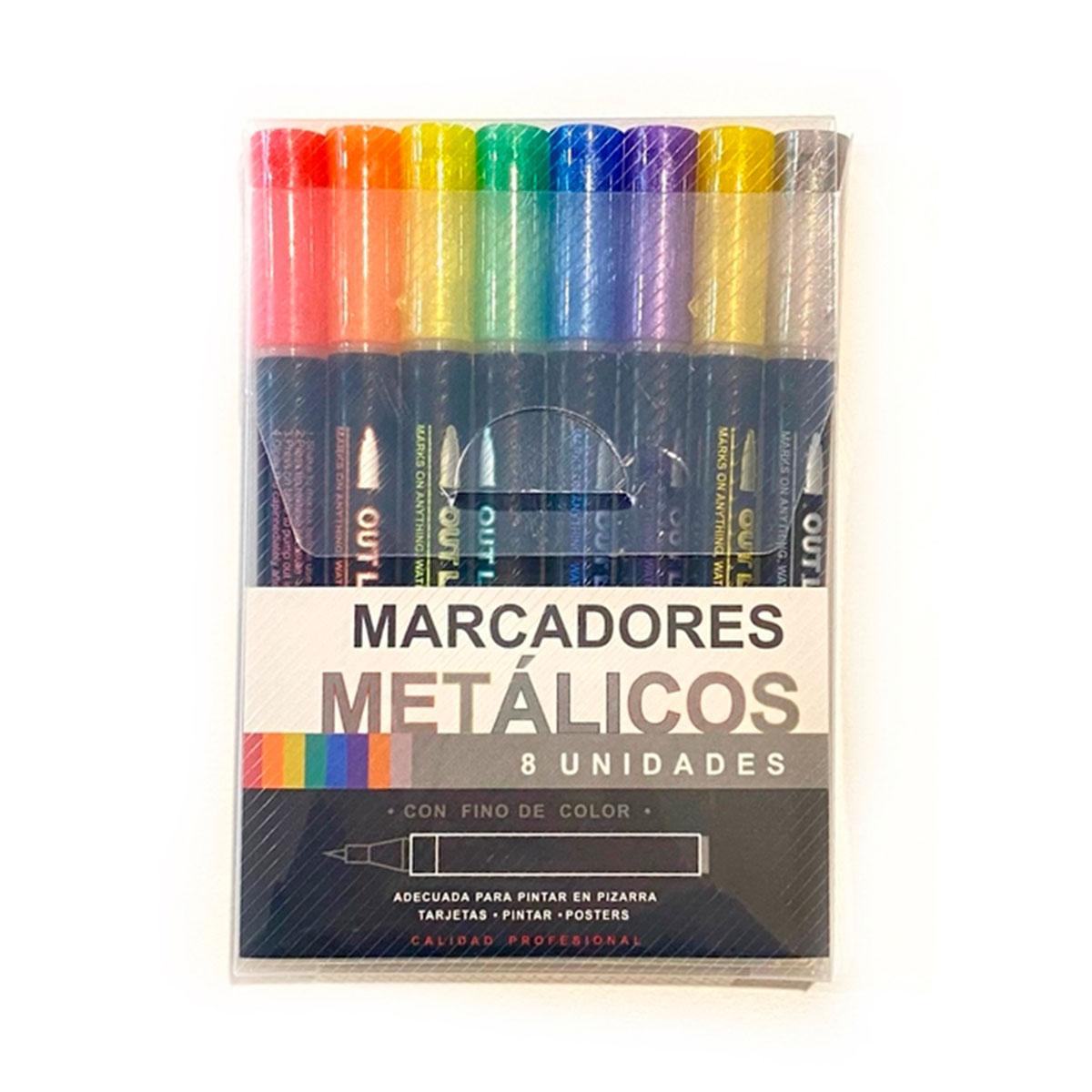 MARCADORES OUTLINER METALICOS X 8 UN - 66576