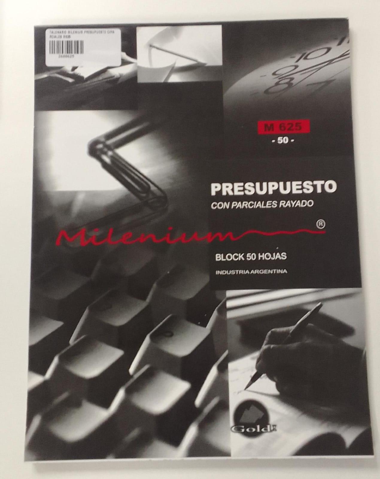 TALONARIO MILENIUM PRESUPUESTO C/PARCIALES M625