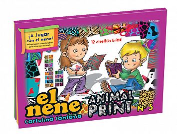 BLOCK P/DIBUJO EL NENE Nº 5 FANTASIA ANIMAL PRINT X 24 HS 210281