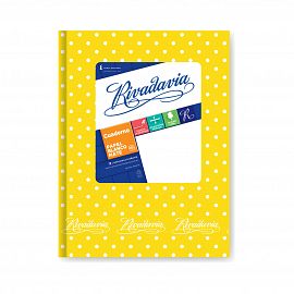 CUADERNO T/D 50 HS RIVADAVIA LUNARES AMARILLO RAYADO 367040