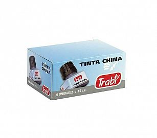 TINTA P/DIBUJO TRABI NEGRA 15 CC X 6 UN-TR3460