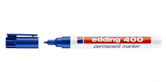 MARCADOR EDDING 400 PERMANENTE AZUL P/FINA CPO PLAST-003