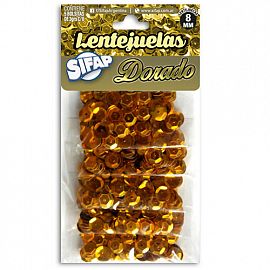 MANUALIDADES LENTEJUELAS DORADO X 5 SOBRES-LENTEJDOR