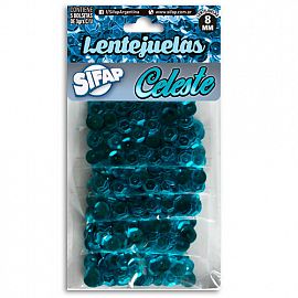 MANUALIDADES LENTEJUELAS CELESTE X 5 SOBRES -LENTEJCEL