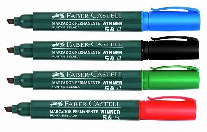 MARCADOR FABER CASTELL 54 PERMANENTE ROJO PTA CHANF 153121