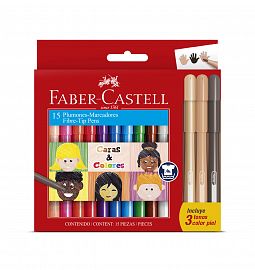 MARCADORES FABER CASTELL FIESTA X 12 COL +3 TONOS PIEL 555343