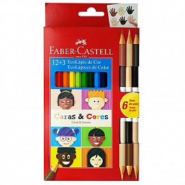 LAPICES DE COLORES FABER CASTELL CARAS Y COLORES X 12 L + 3 112621