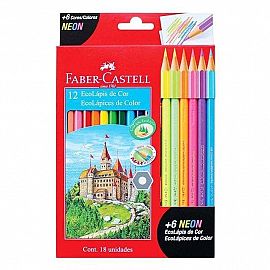 LAPICES DE COLORES FABER CASTELL ECO X 12 L + 6 NEON 112671