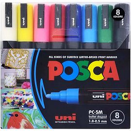 MARCADORES UNI POSCA PC-5M PTA.GRUESA X 8 COL.MUNPC5ME8