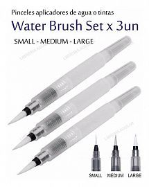 PINCELES WATERBRUSH X 3 UN PUNTA CHATA- AMS-014